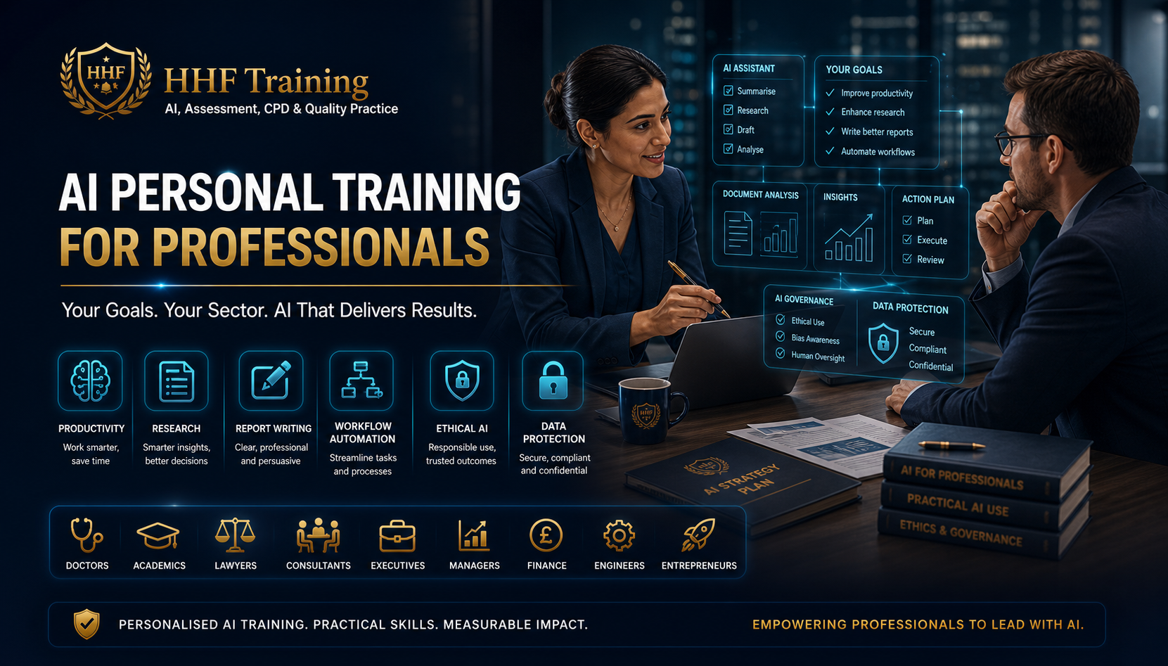 Professional receiving one-to-one AI coaching for productivity, research and responsible digital practice