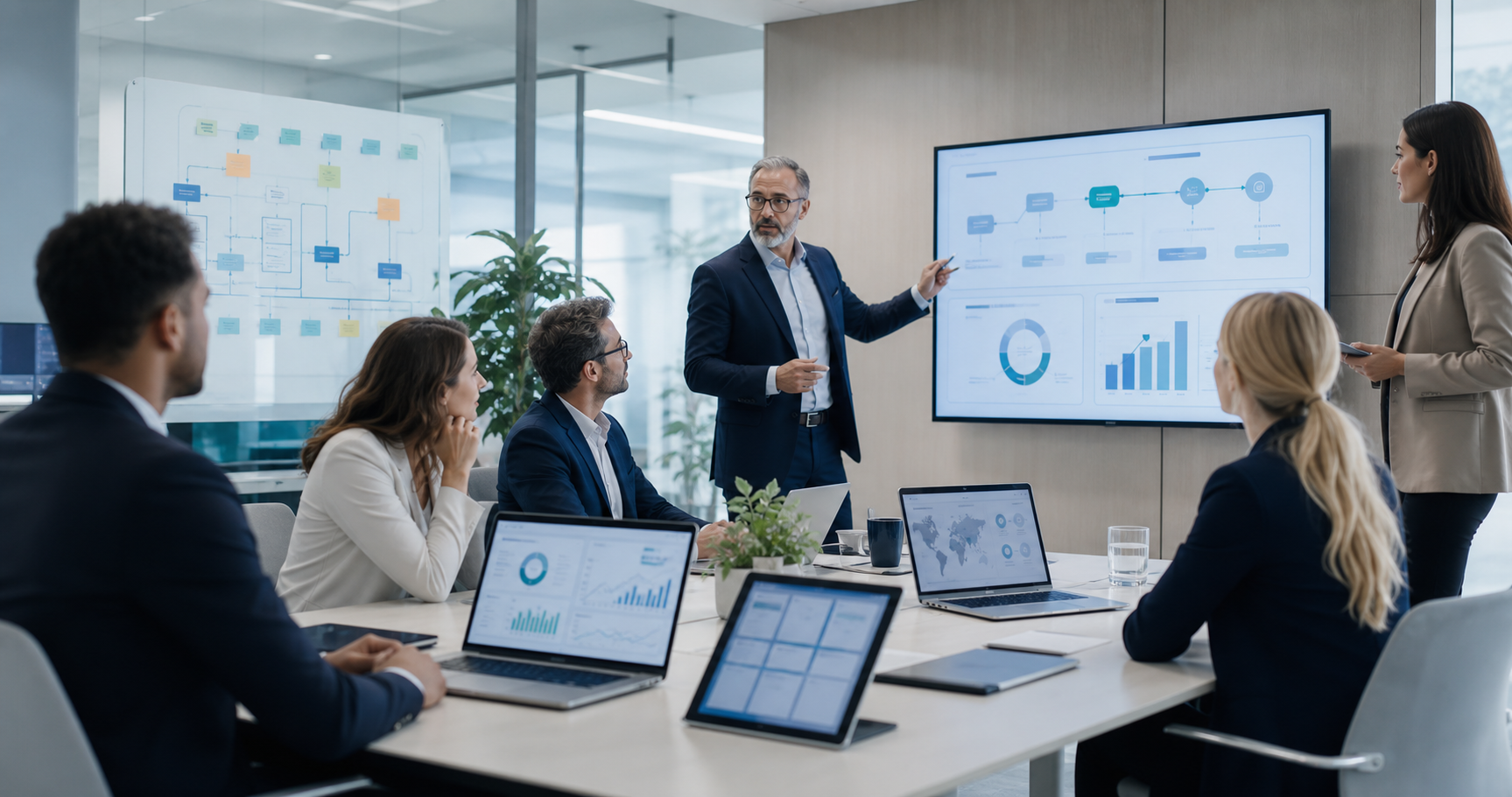 Leadership team planning AI readiness and digital transformation roadmap